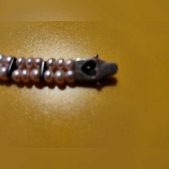 Vintage 925 double stranded pink pearl and marcasite bracelet - Picture 9 of 9